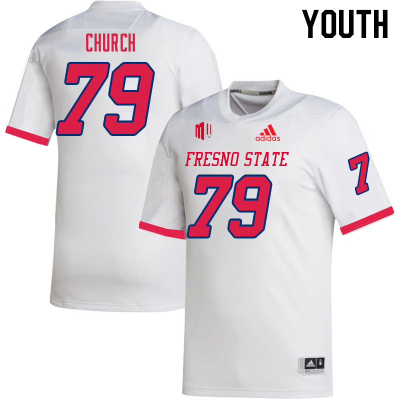 Youth #79 Joseph Church Fresno State Bulldogs College Football Jerseys Sale-White - Click Image to Close